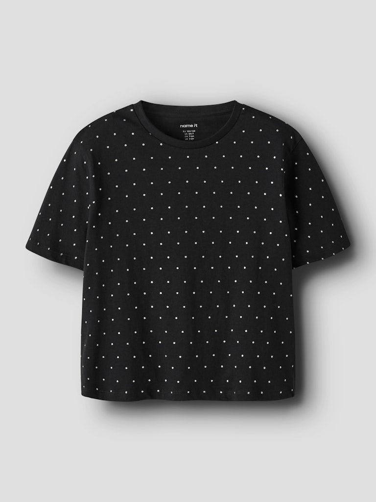 Glitter t-shirt till flicka. Tjej tröja med glittrande prickar framtill. Svart ekologisk topp från Nameit.
NKFRUAJA SS NREG TOP NOOS
13249376