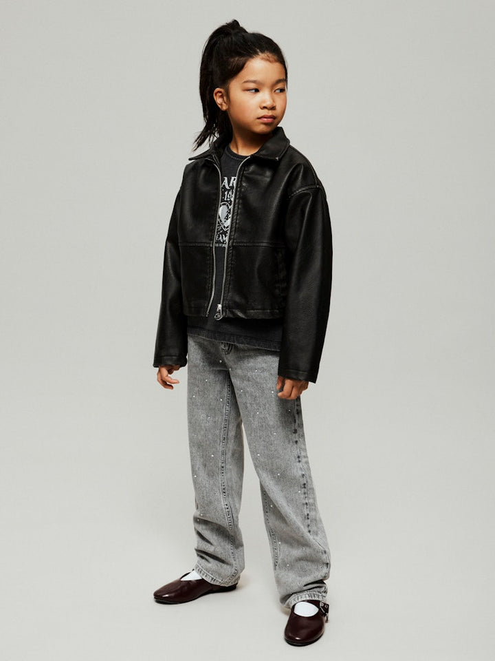 Grå tjej jeans med strass stenar. Ljusgrå rak jeans med glitter pärlor till flicka. Ekologiska barnkläder från Nameit.
NKFROSE ST RHINE JEANS 3366-BE NOOS
13218358