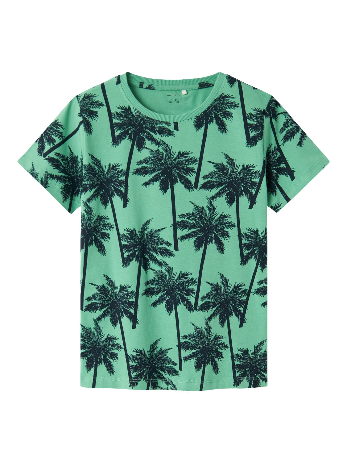Kortärmad grön t-shirt till killar med print av palmer.