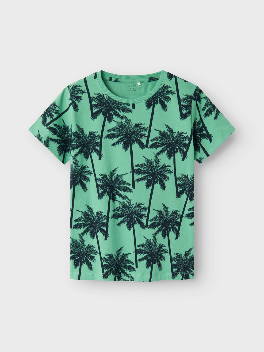 Kortärmad grön t-shirt till killar med print av palmer.