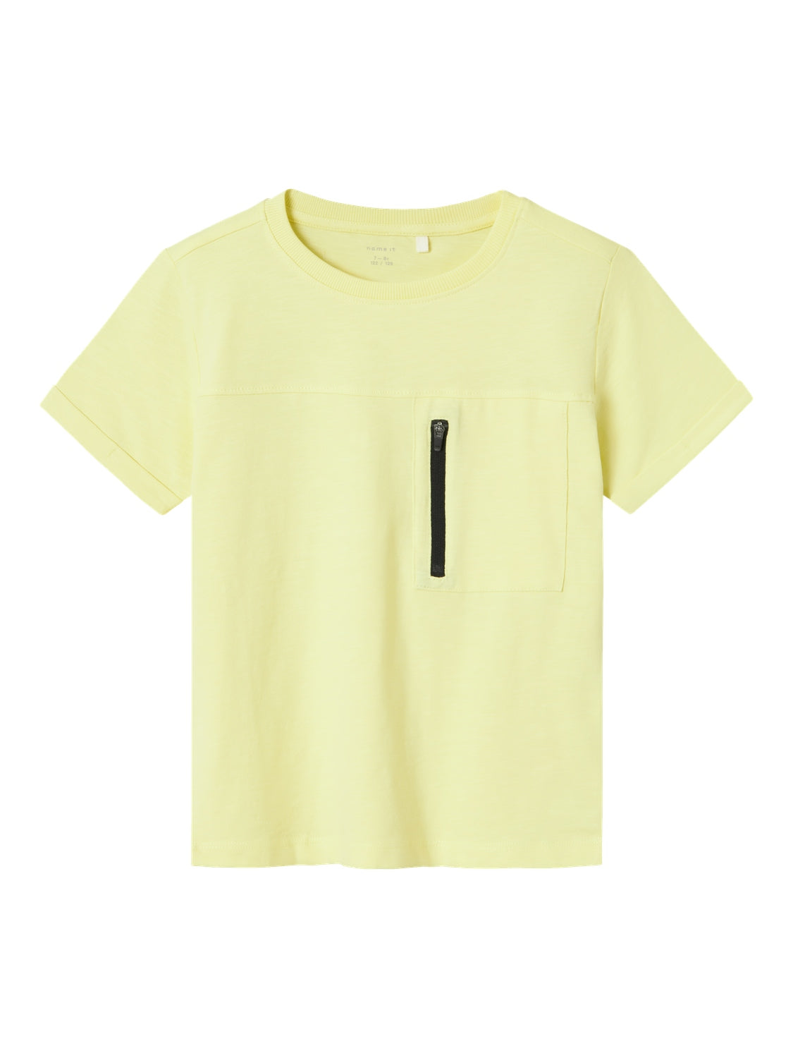 Enfärgad gul t-shirt med bröstficka till killar