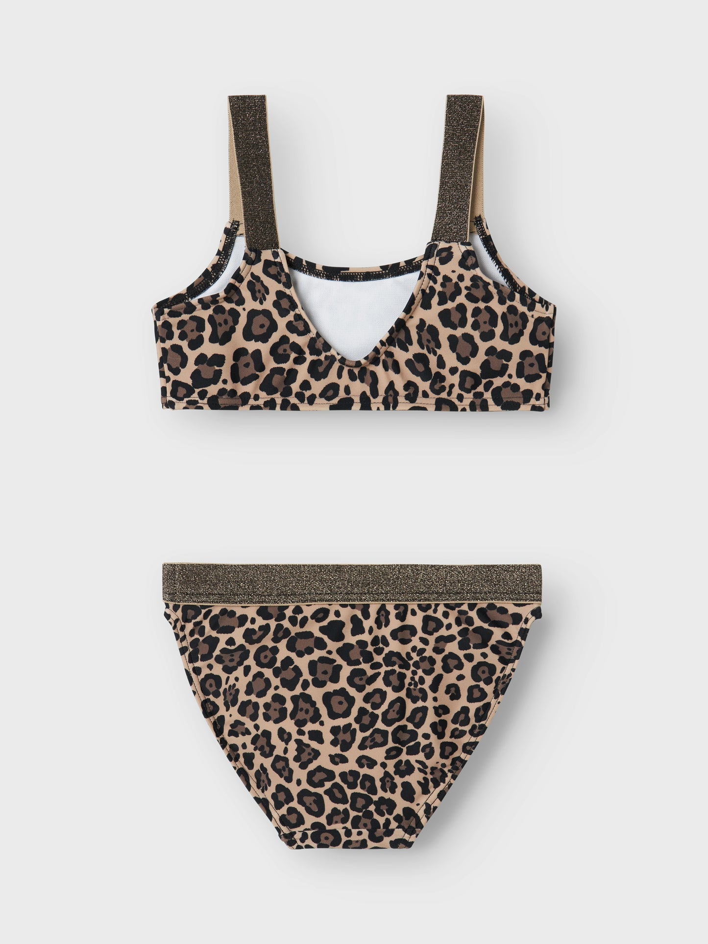 Leopard mönstrad bikini med glitter på axelbanden. Tjej badkläder. Leo bikini svart, beige till flicka, barn. Ta en simtur eller njut av det varma vädret i coola badklädesstilar som garanterar ditt barn en trendig look.

13226714 
NKFZERIA BIKINI