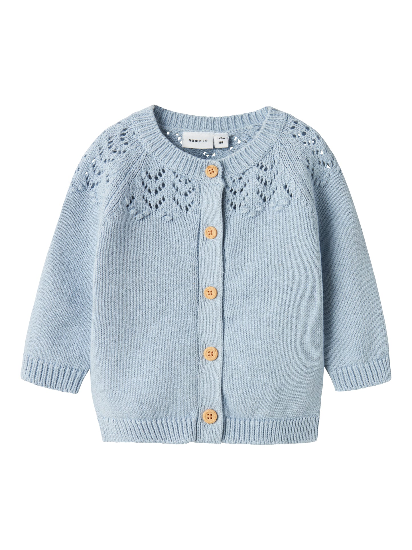 Gullig baby kofta till flicka. Bebis cardigan stickad blå med vacker mönster till nygfödd tjej. Ekologiska babykläder från Name it.
NBFBIMOLLY LS KNIT CARD
13237271