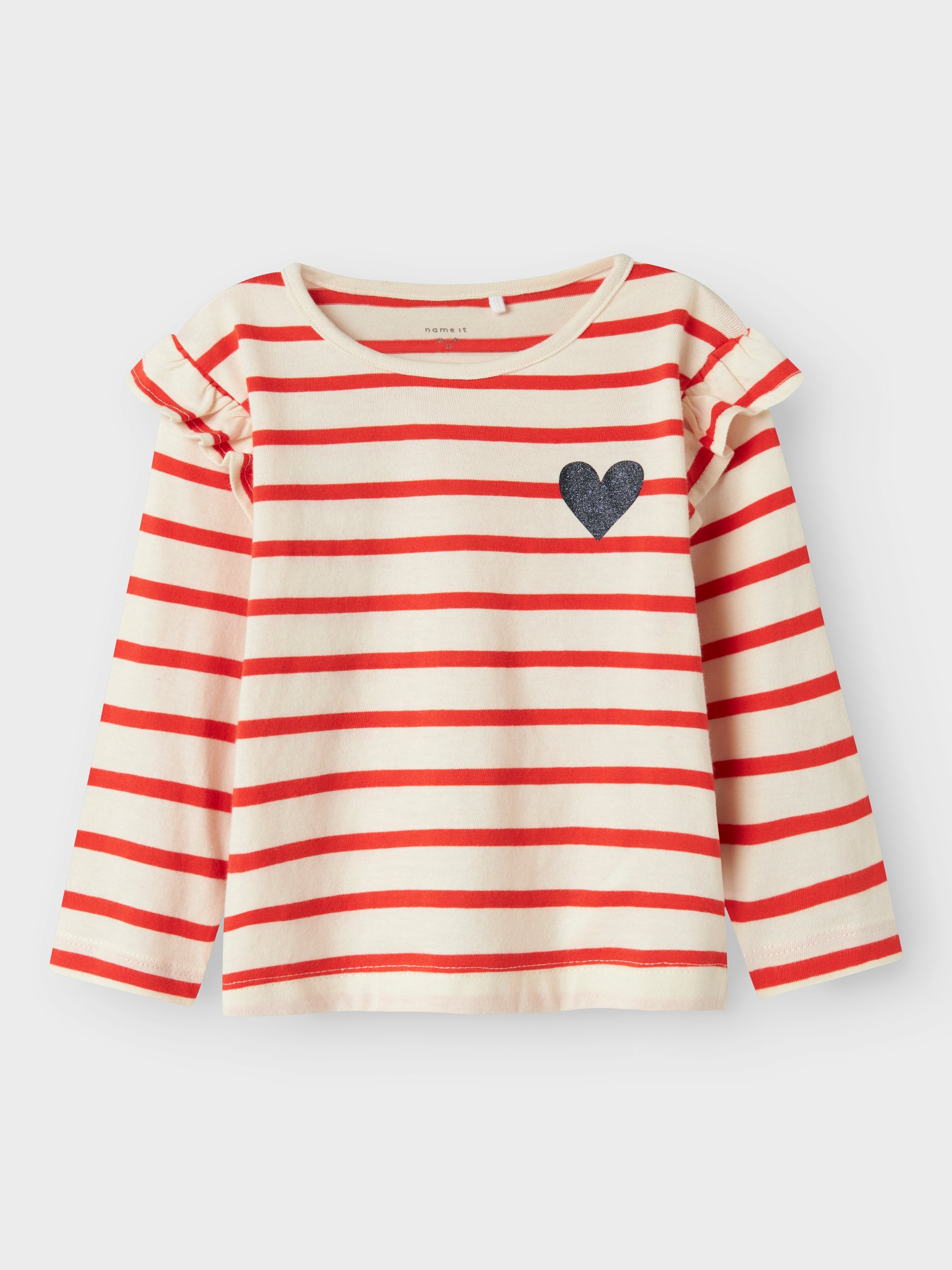 Röd och vit randig tröja med hjärta till liten flicka, tjej. Långärmad t-shirt med volang på ärm.
NMFTOVELINA LS NREG TOP PB
13237897