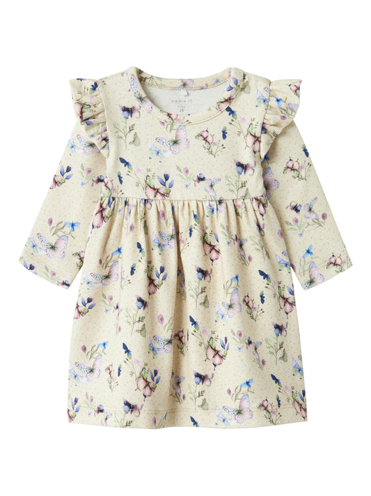 Underbar söt baby klänning med lång ärm. Bebis klänning till liten flicka med blommor och fjärilar. Ekologiska babykläder från Name it.
NBFBELA M LS DRESS
13238259