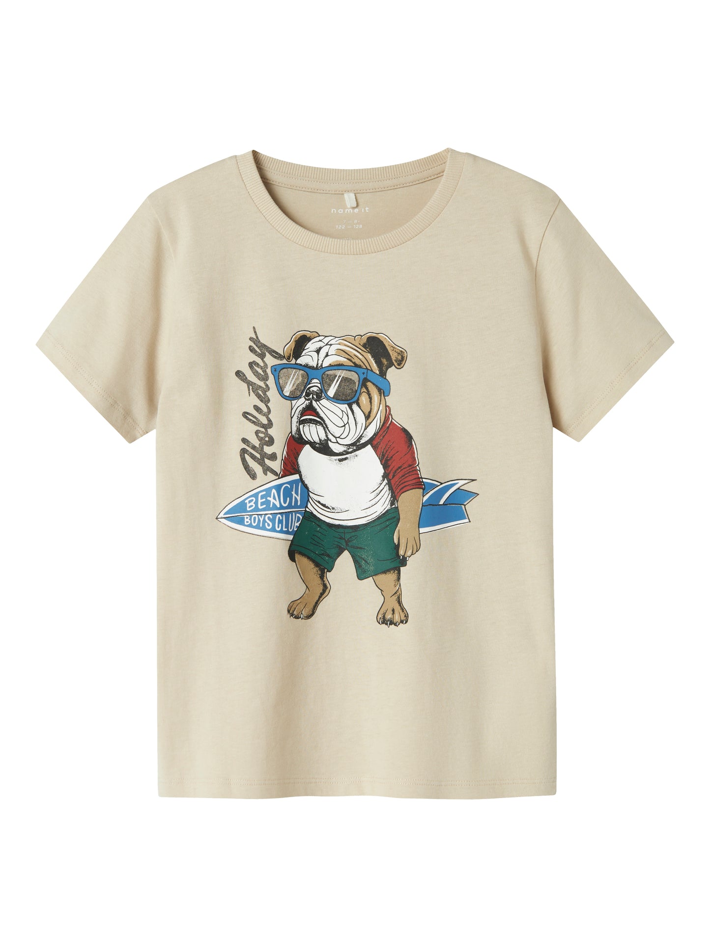 Beige kortärmad t-shirt till pojke, kille. Ekologiska barn kläder från Name it. Hund, surfbräda i roligt print på cool sommar t-shirt.
NKMFULDME SS TOP BOX
13241615