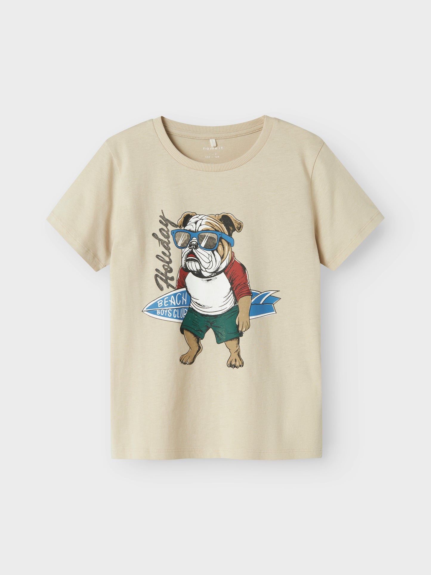 Beige kortärmad t-shirt till pojke, kille. Ekologiska barn kläder från Name it. Hund, surfbräda i roligt print på cool sommar t-shirt.
NKMFULDME SS TOP BOX
13241615