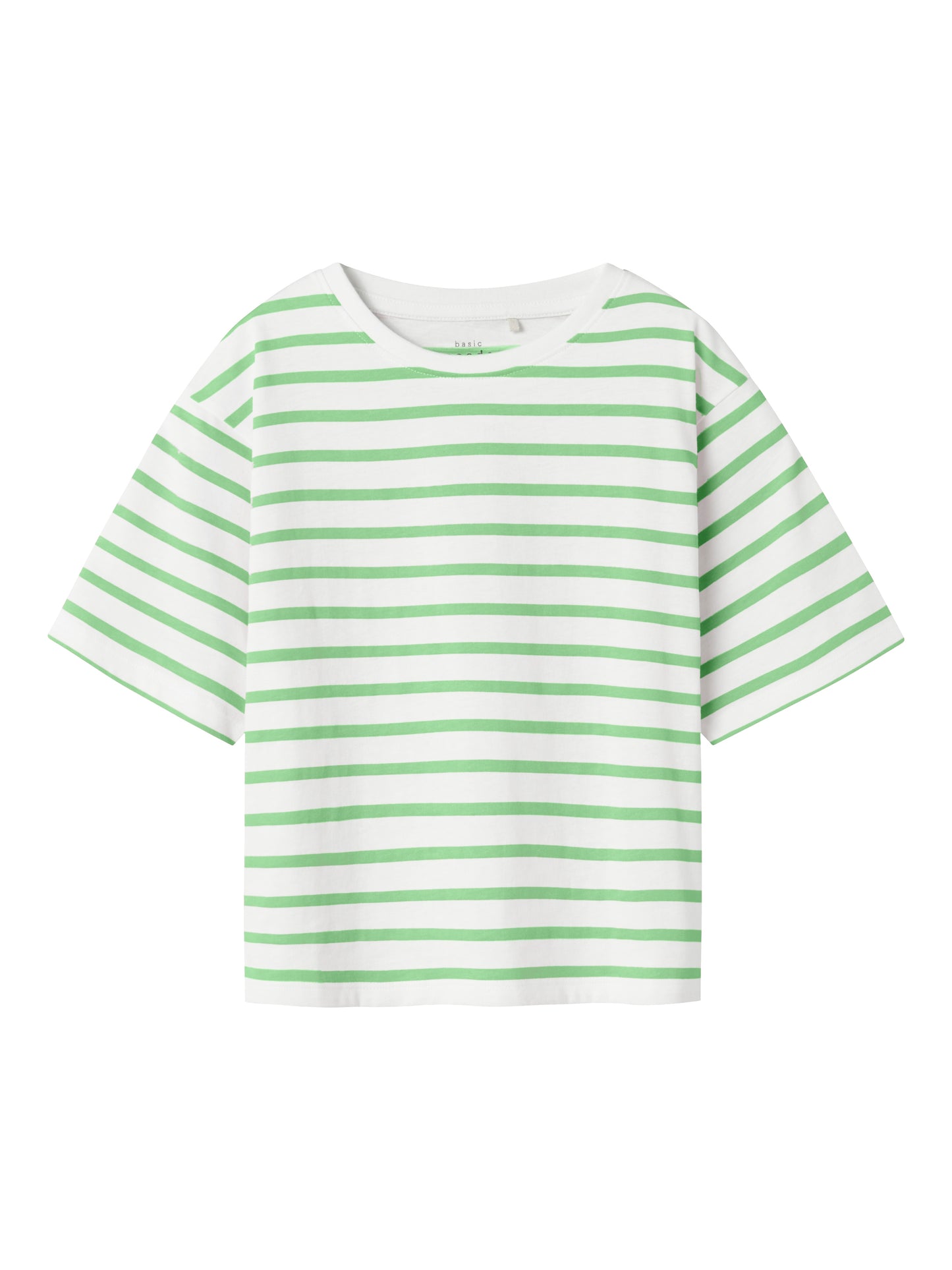 Randig t-shirt boxy topp till flicka, tjej. Barn tröja i grön och vit från Name it.
NKFVITANNI SS SHORT RLX TOP
13241646