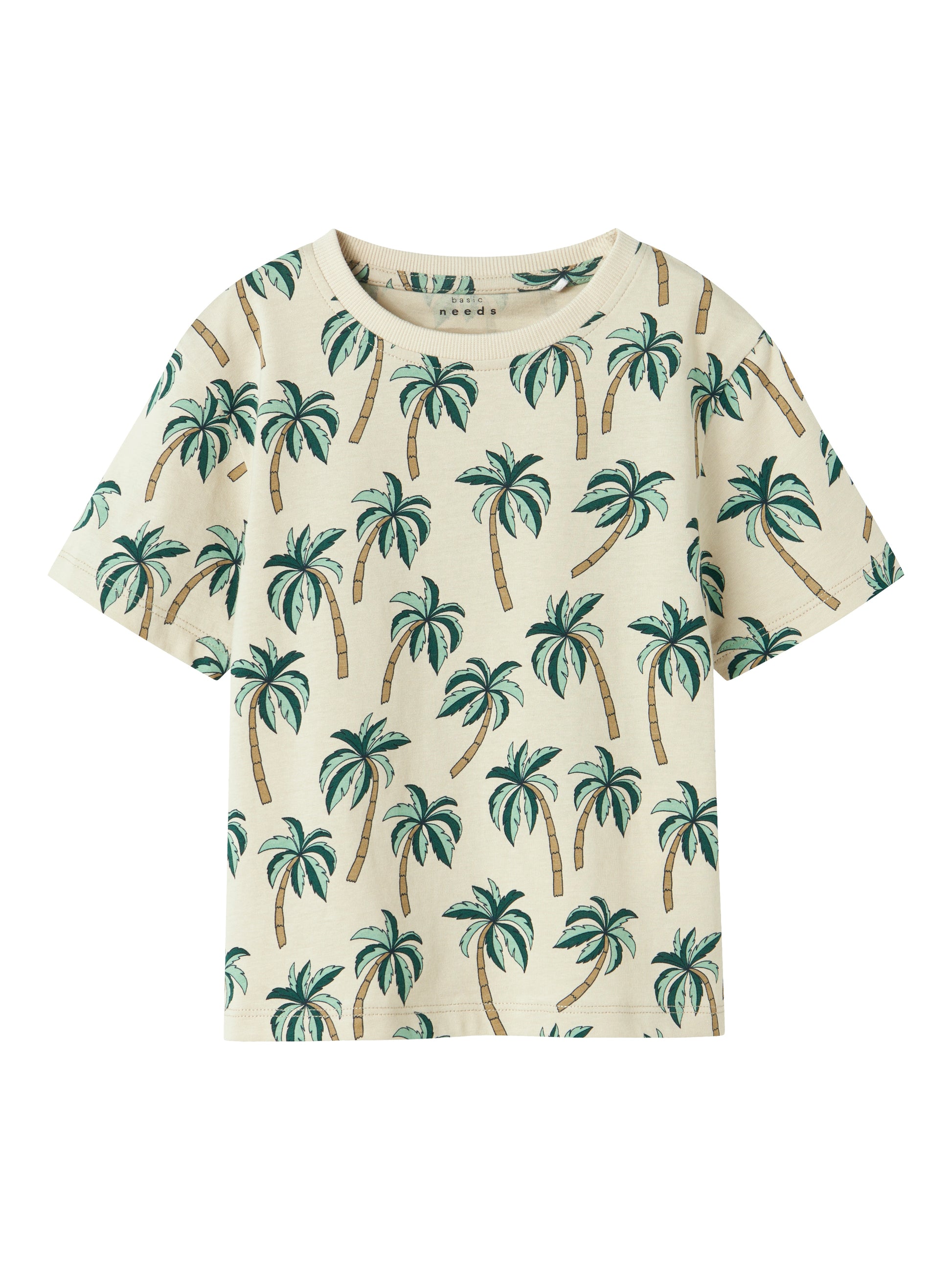 Palmer sommar t-shirt till pojke i ekologisk bomull. Kortärmad beige tröja med djungel till liten kille.
NMMVALTHER SS NREG TOP
13241581