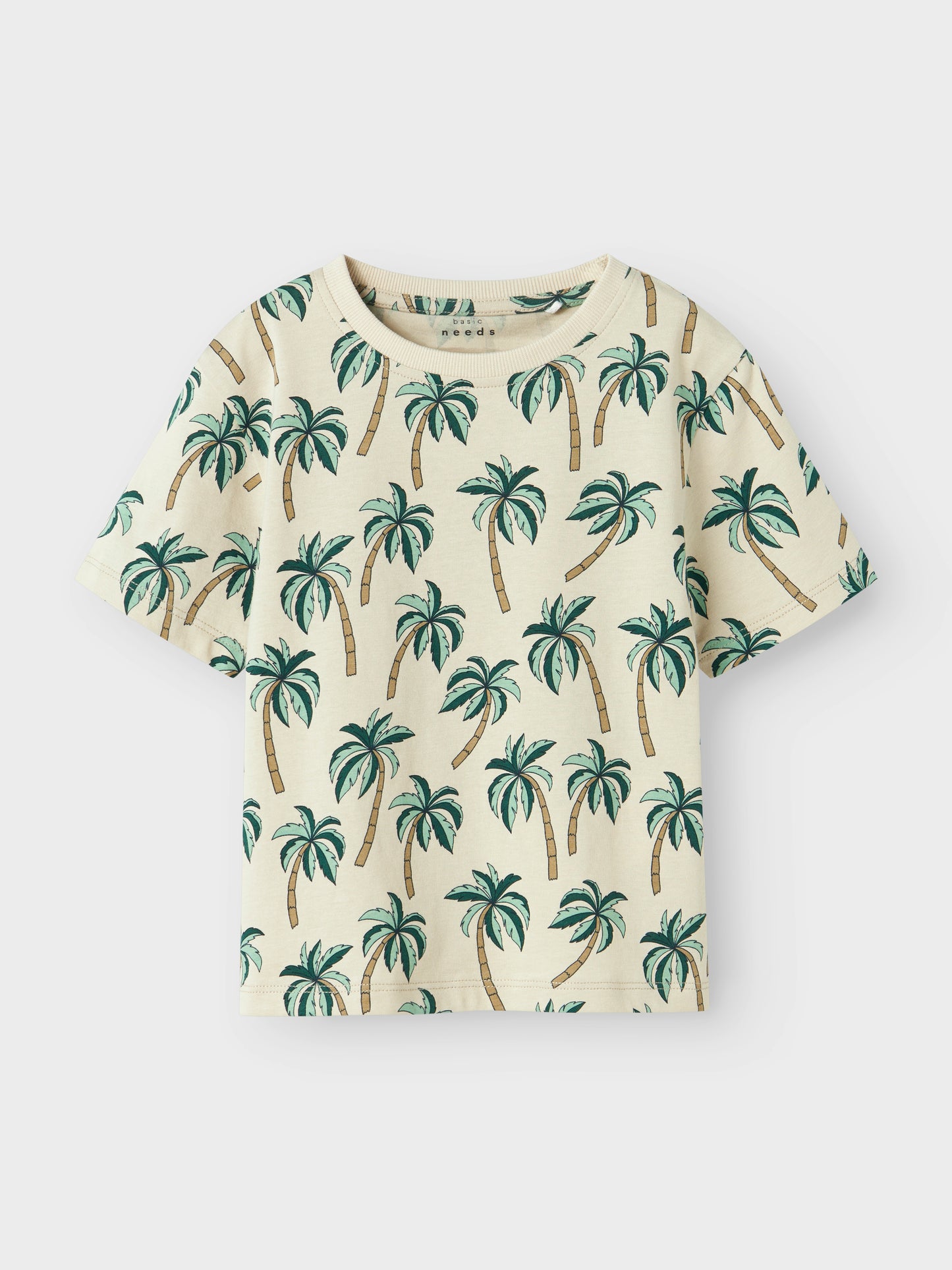 Palmer sommar t-shirt till pojke i ekologisk bomull. Kortärmad beige tröja med djungel till liten kille.
NMMVALTHER SS NREG TOP
13241581