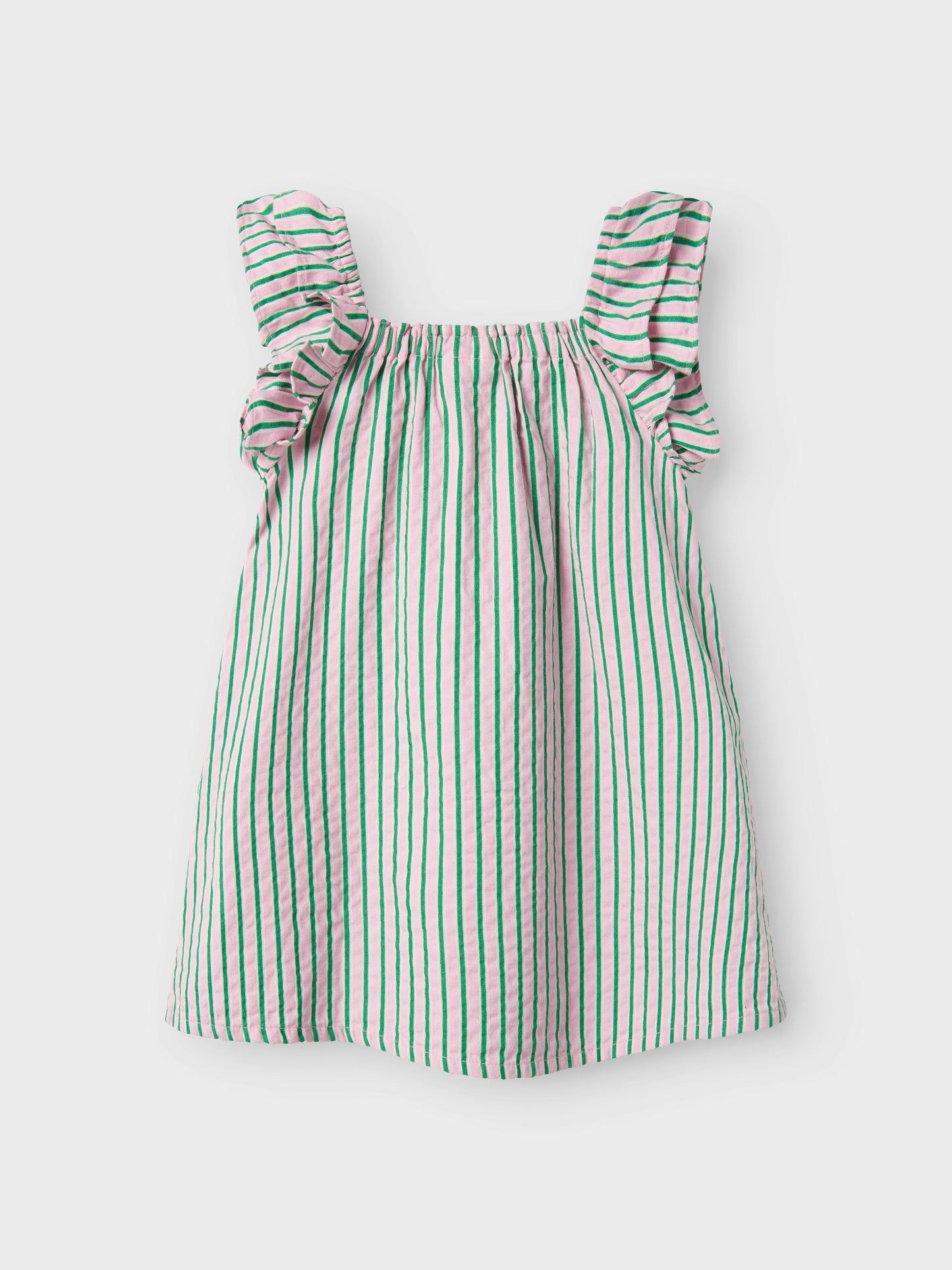 Rosa och grön randig kortärmad klänning till flicka. Ekologiska barnkläder från Name it.
NMFFILONE CAPSL DRESS
13240082