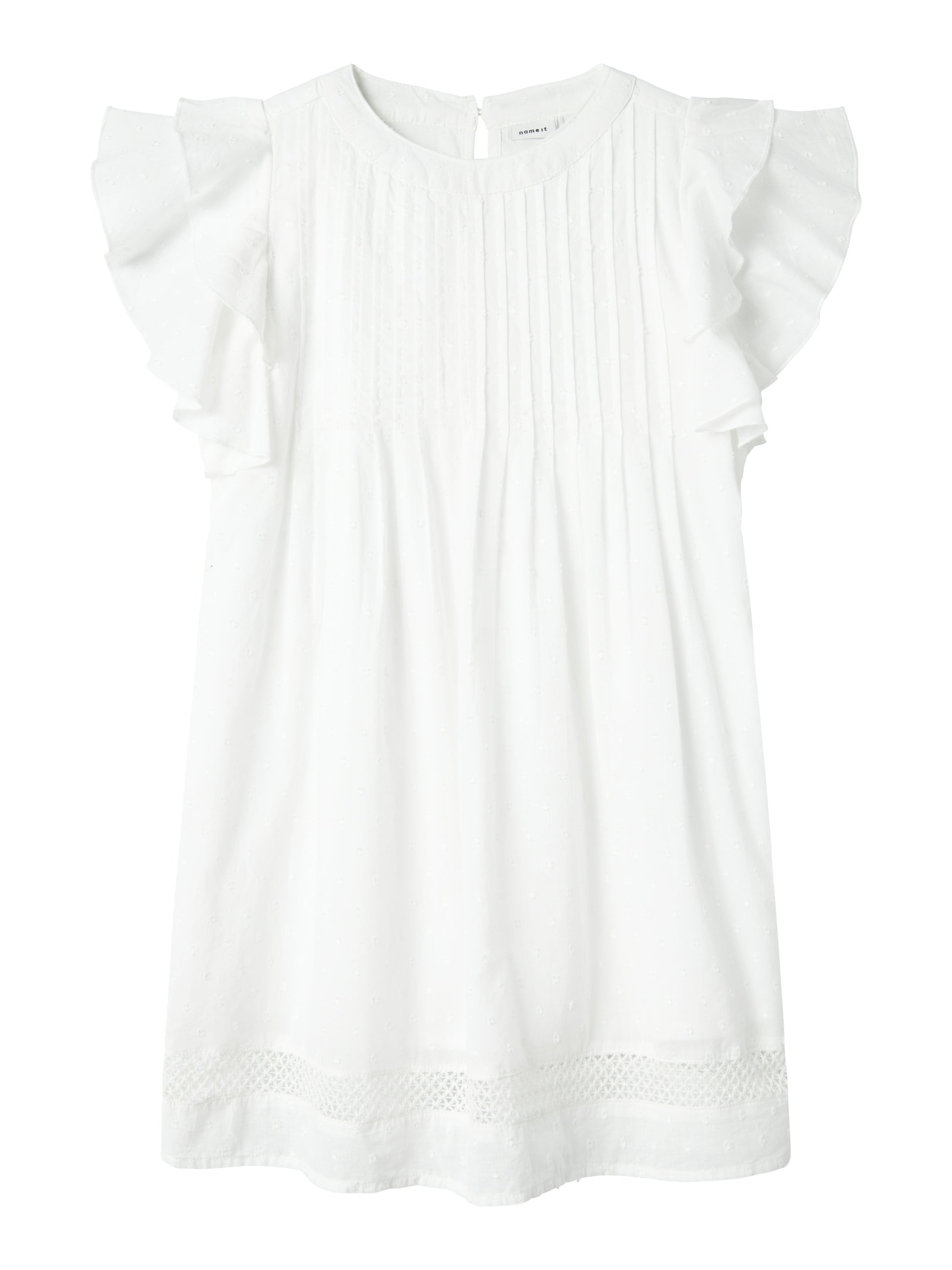 Vacker vit sommar klänning till flicka. Spets och volanger klänning till skolavslutning, examen och midsommar. Sval, skön bomullsklänning till tjej från Name it.
NKFFARIDE SS DRESS NOOS
13240423