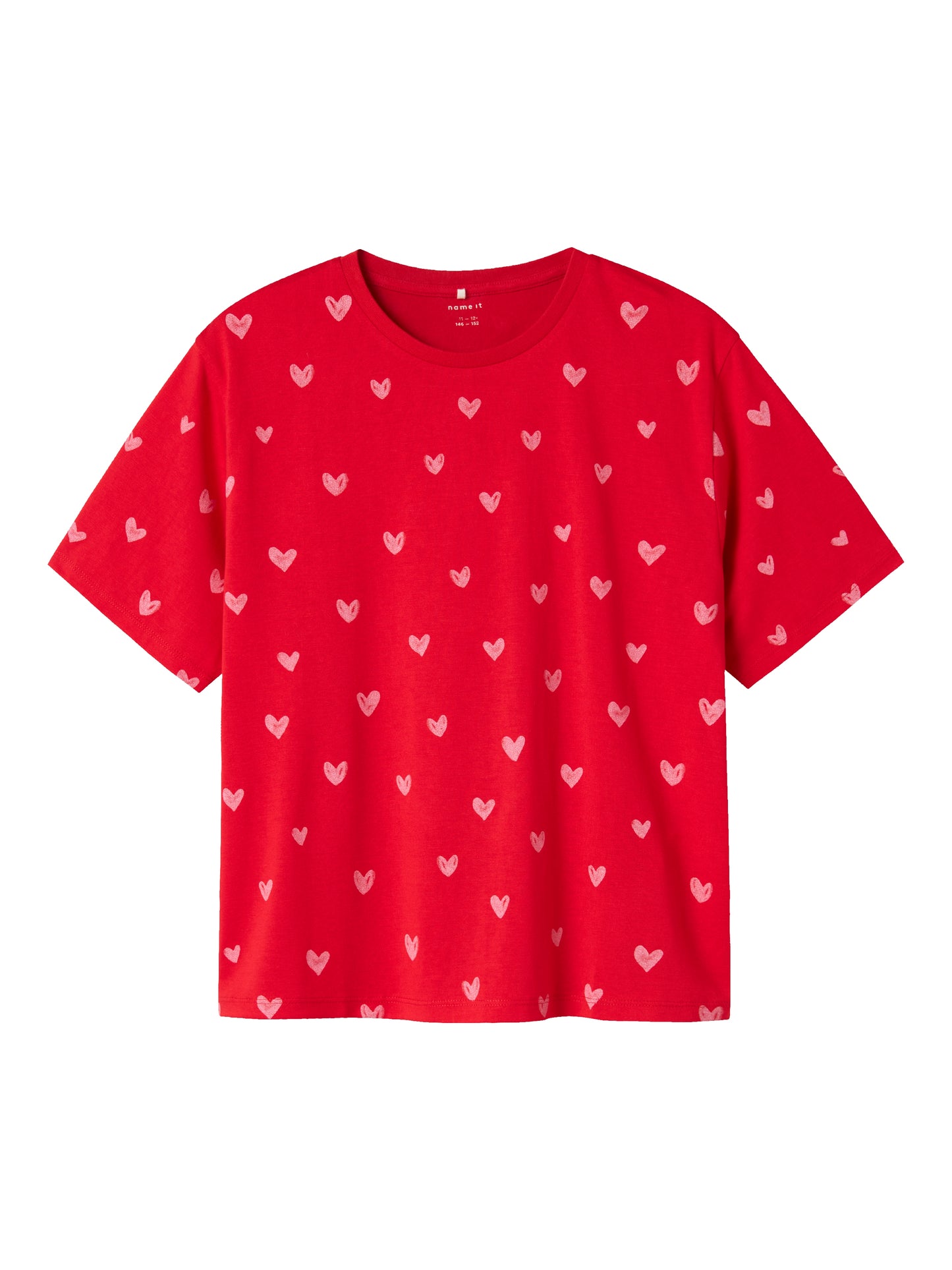 Röd kortärmad topp med hjärtan på till flicka. Tjej t-shirt i skön viscose från Name it.
NKFFARSO SS NREG TOP
13240889