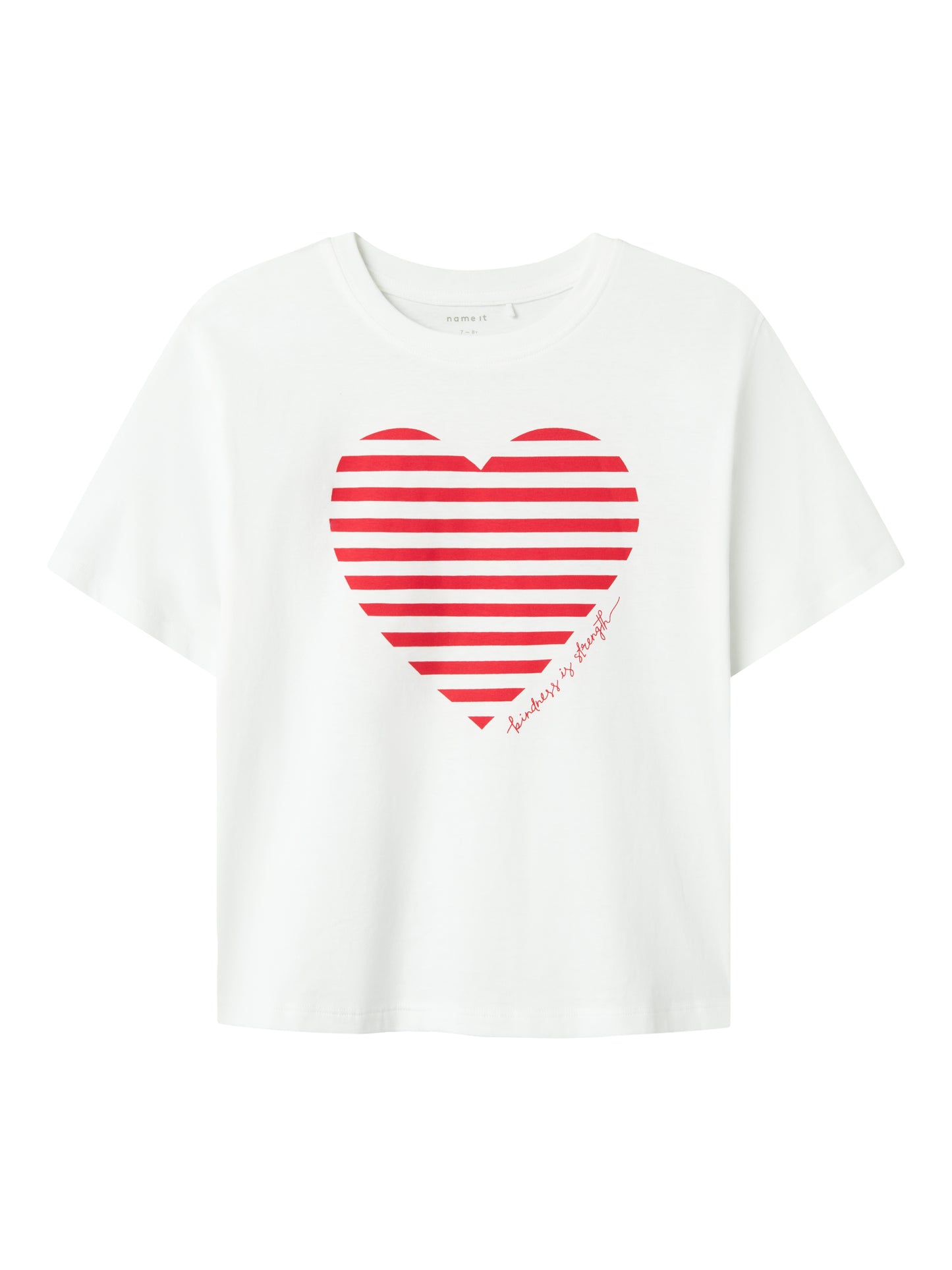 Snygg vit kortärmad t-shirt med randigt rött hjärta till flicka. Tjej topp i ekologisk bomull från Name it.
NKFFESKO SS NREG TOP
13241497