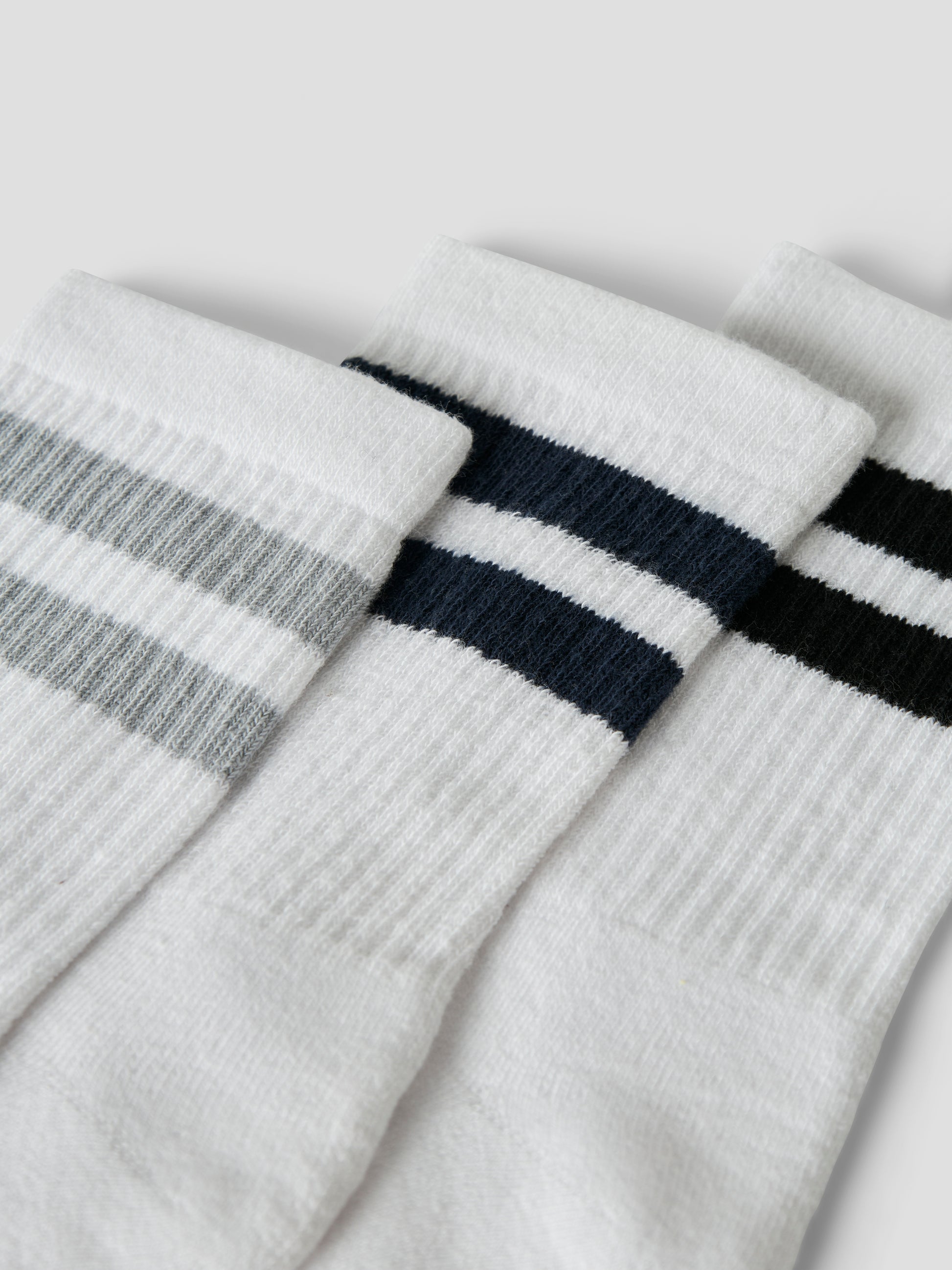 3-pack tubsocka, tennis strumpor i vitt med ränder i olika färger. Barn strumpor till pojke, kille i ekologisk bomull. Kläder från Name it.
NKMNAN 3P SOCK
13239784