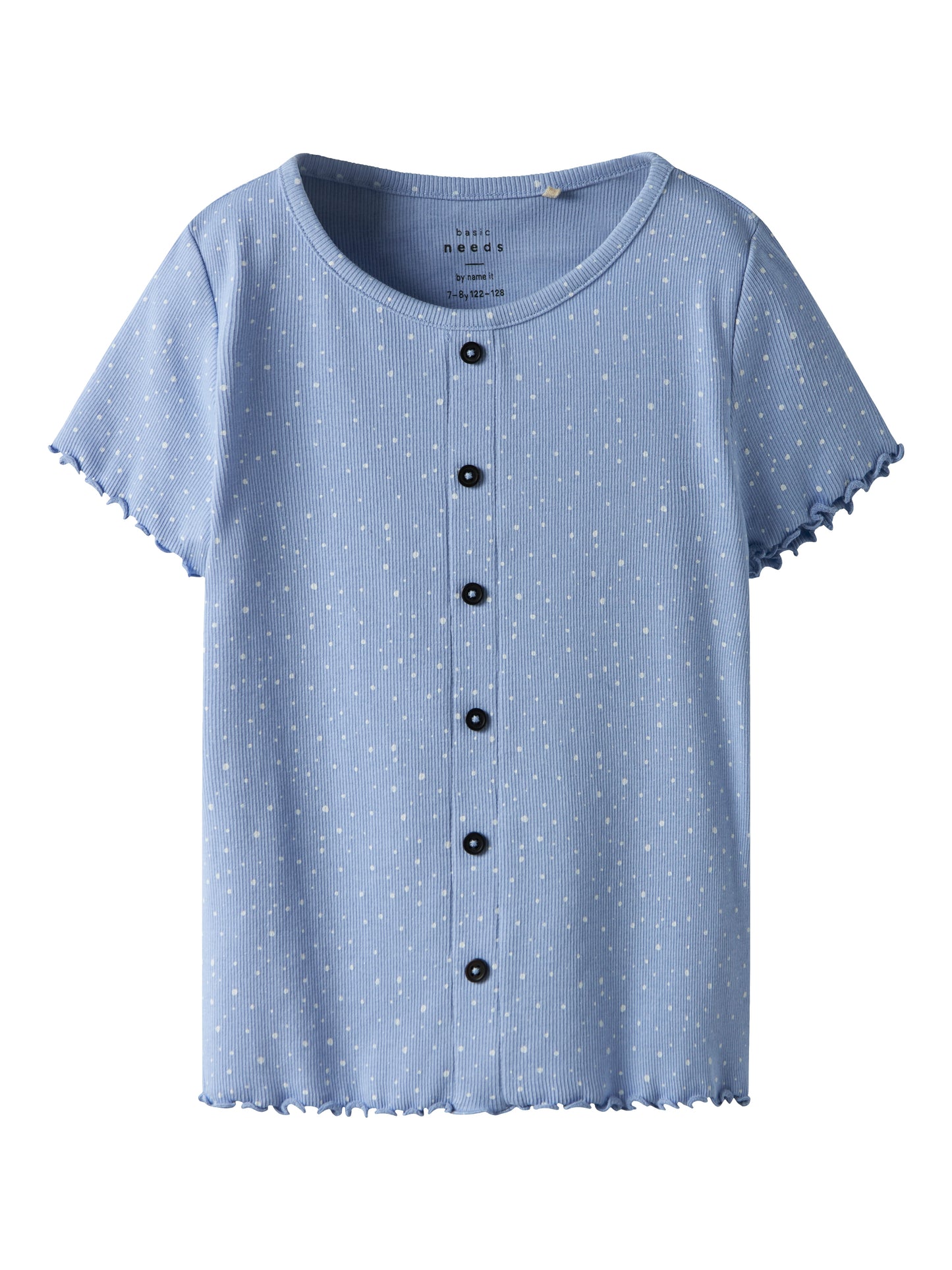 Prickig blå topp med kort ärm till flicka. Tjej t-shirt från Name it med knappar.
NKFVEMIA AOP SS SLIM TOP
13227478