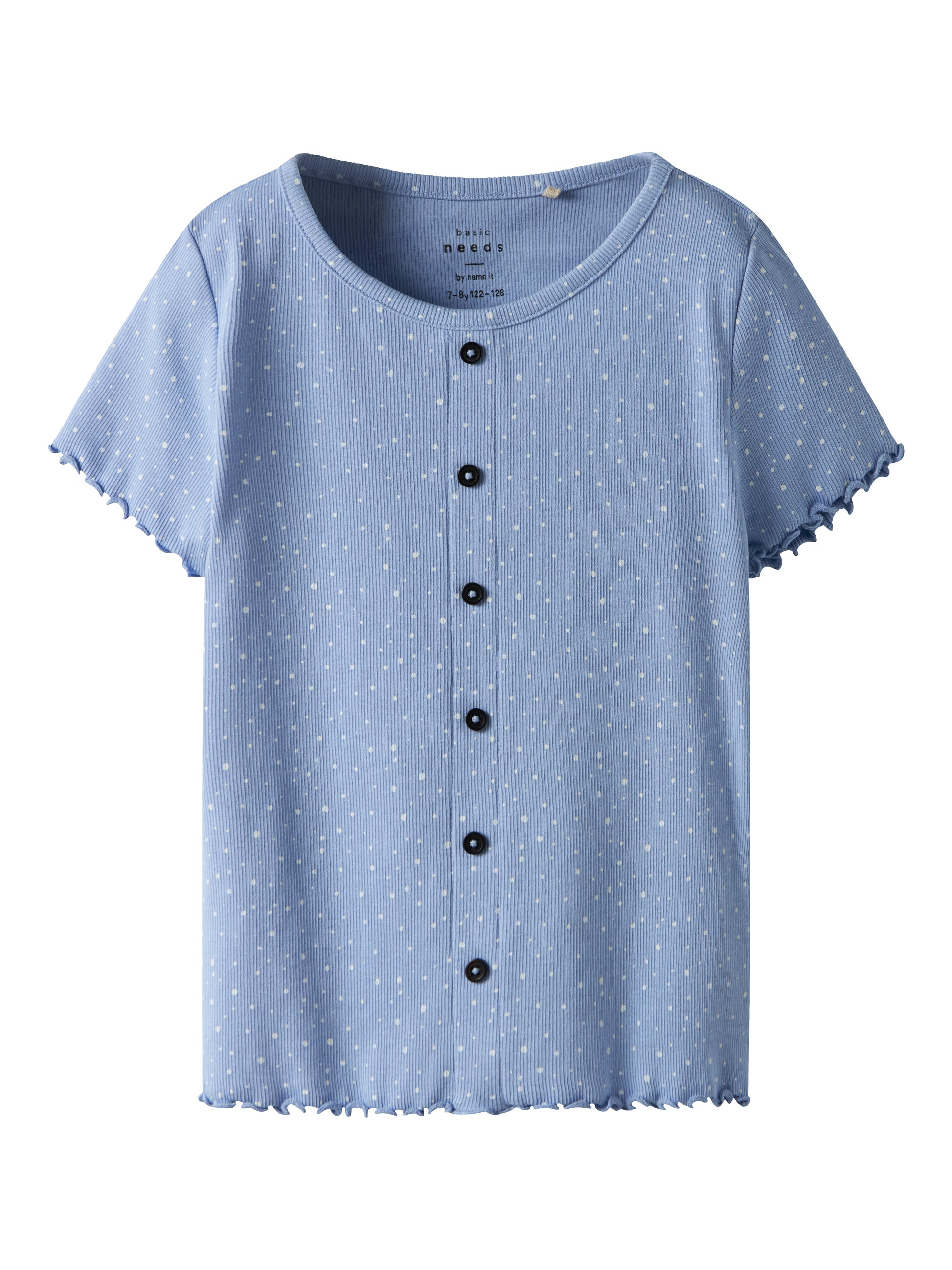 Prickig blå topp med kort ärm till flicka. Tjej t-shirt från Name it med knappar.
NKFVEMIA AOP SS SLIM TOP
13227478