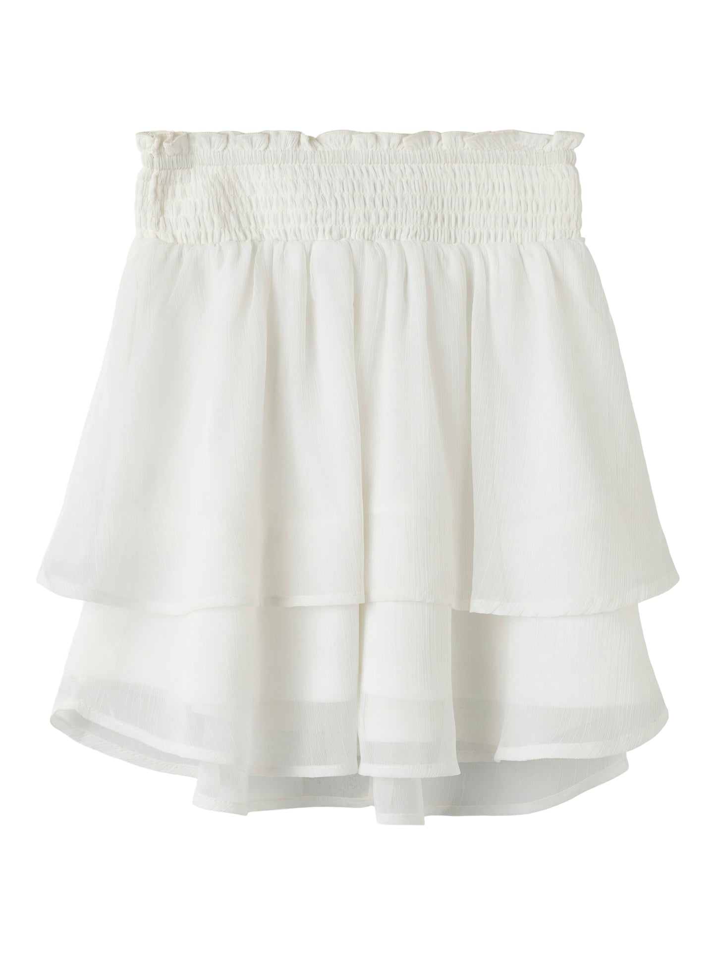 Vit vacker volang kjol till flicka, tjej, barn och ungdom. Midsommar kjol och skolavslutning, examenskläder. Fira festliga tillfällen eller vardag med trendiga kjolar som ger dig frihet att röra dig och leka. Chiffong är ett lätt vävt tyg med en genomskinlig effekt och en blank yta för en elegant look.

NKFFEDOLINA SKIRT
13246661