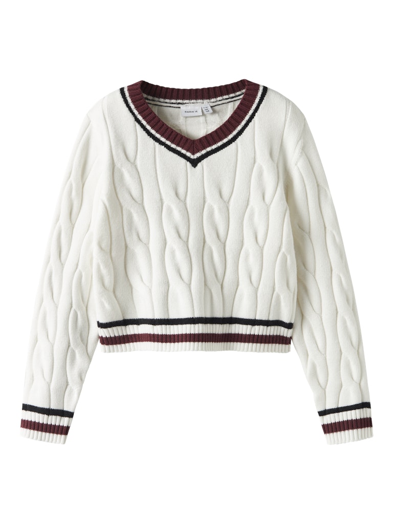 Klassisk stickad v-ringad tröja vit med röda och svarta detaljer. Sportig tröja till flicka. Barn och ungdomskläder till tjej från Name it.
NKFTEPPIE LS SHORT KNIT
13251866