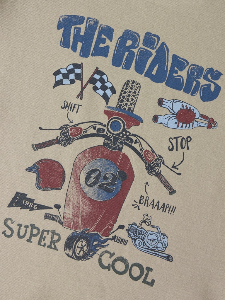 Beige kortärmad t-shirt till pojke med motorcykel och verktyg. Ekologiska barnkläder från Name it.
NMMBO SS NREG TOP BOX
13252537