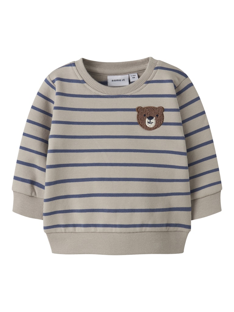 Randig nalle tröja till bebis pojke. Beige och blå sweatshirt tröja till nyfödd pojke. Mysdress ekologiska baby kläder till pojke från Name it.
NBMDADDEL LS SWEAT UNB
13253573