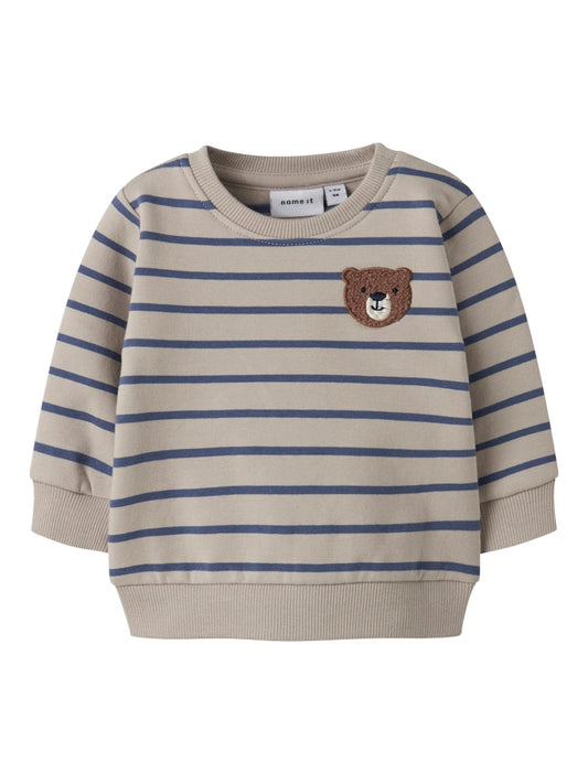 Randig nalle tröja till bebis pojke. Beige och blå sweatshirt tröja till nyfödd pojke. Mysdress ekologiska baby kläder till pojke från Name it.
NBMDADDEL LS SWEAT UNB
13253573