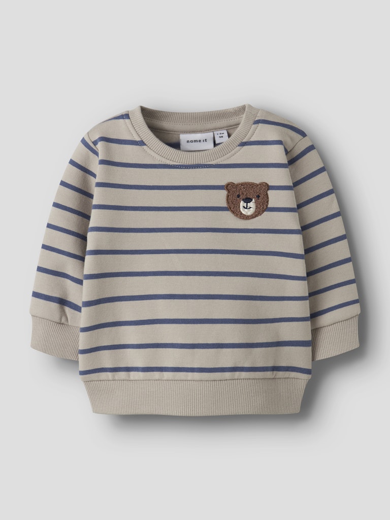 Randig nalle tröja till bebis pojke. Beige och blå sweatshirt tröja till nyfödd pojke. Mysdress ekologiska baby kläder till pojke från Name it.
NBMDADDEL LS SWEAT UNB
13253573