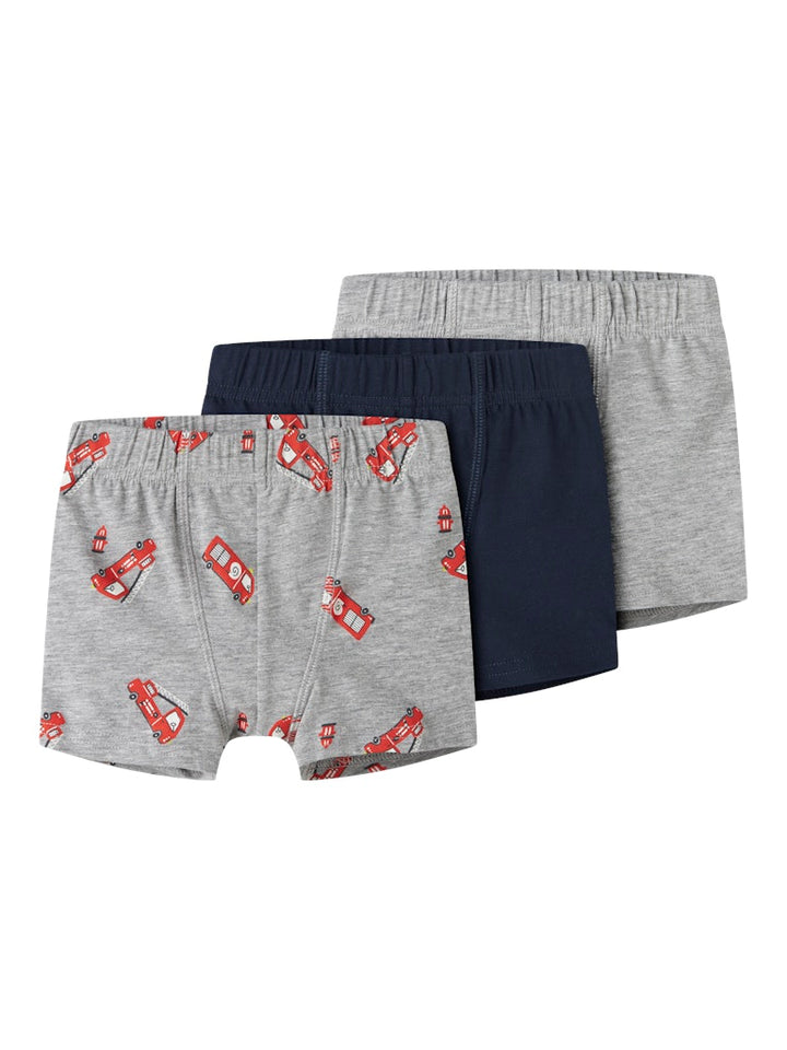 Barn kalsonger med brandbilar. 3 pack boxershort till pojke, enfärgade och mönstrade i ekologisk bomull från Name it.
NMMTIGHTS 3P GREY FIRETRUCK NOOS
13252613