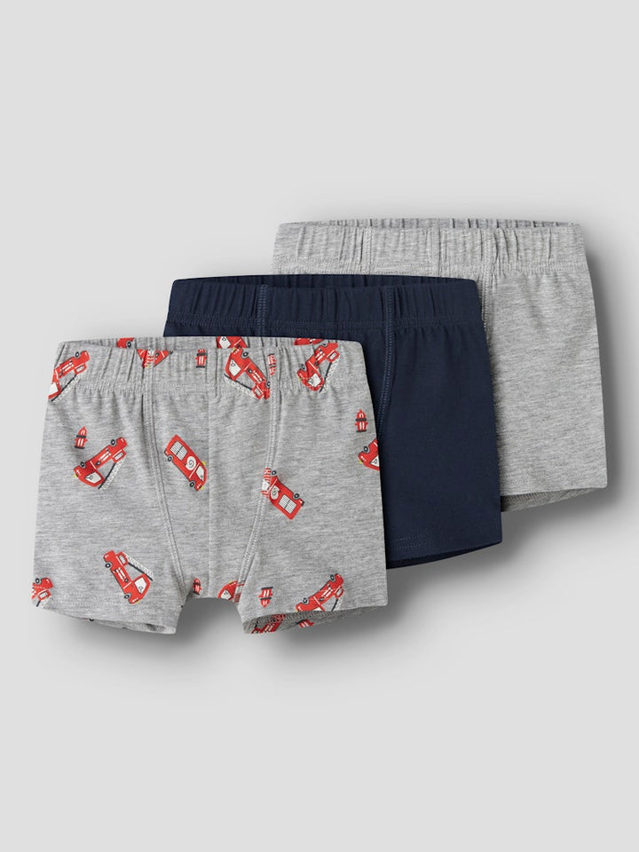 Barn kalsonger med brandbilar. 3 pack boxershort till pojke, enfärgade och mönstrade i ekologisk bomull från Name it.
NMMTIGHTS 3P GREY FIRETRUCK NOOS
13252613