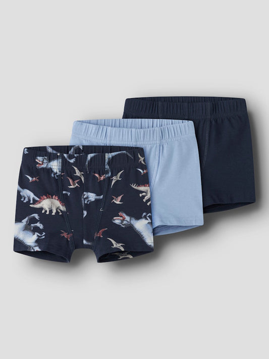 Blå kalsonger 3 pack boxershort till pojke. Dinosaurie kallingar i ekologisk bomull från Name it.
NMMTIGHTS 3P NAVY DINO NOOS
13255421
