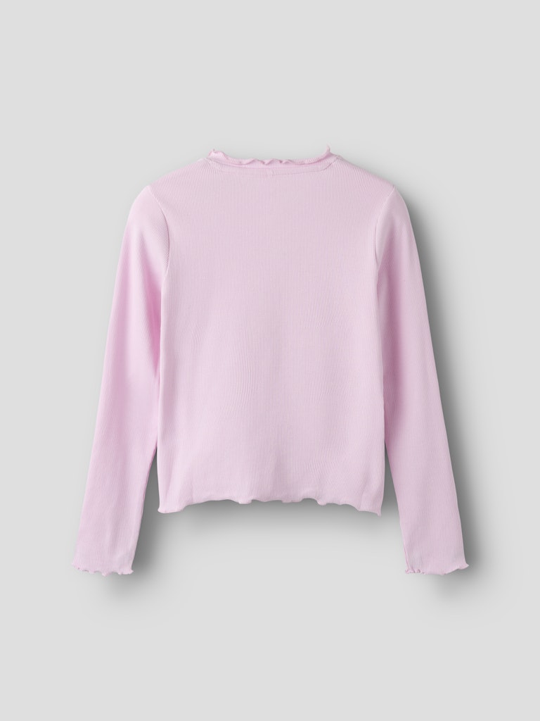 Rosa ribbad kofta till flicka. Tjej cardigan i ekologisk bomull, slim fit, knappar och liten volang från Name it.
NKFBACDO LS SLIM SHORT TOP
13252805