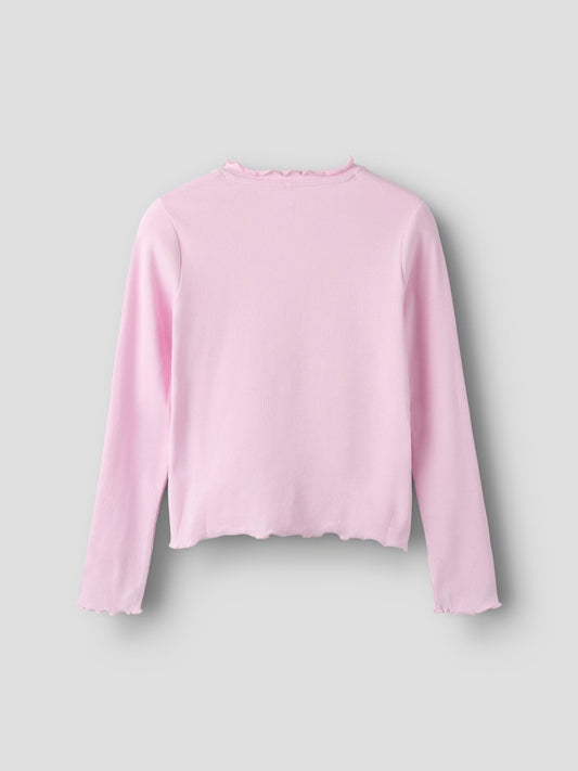 Rosa ribbad kofta till flicka. Tjej cardigan i ekologisk bomull, slim fit, knappar och liten volang från Name it.
NKFBACDO LS SLIM SHORT TOP
13252805