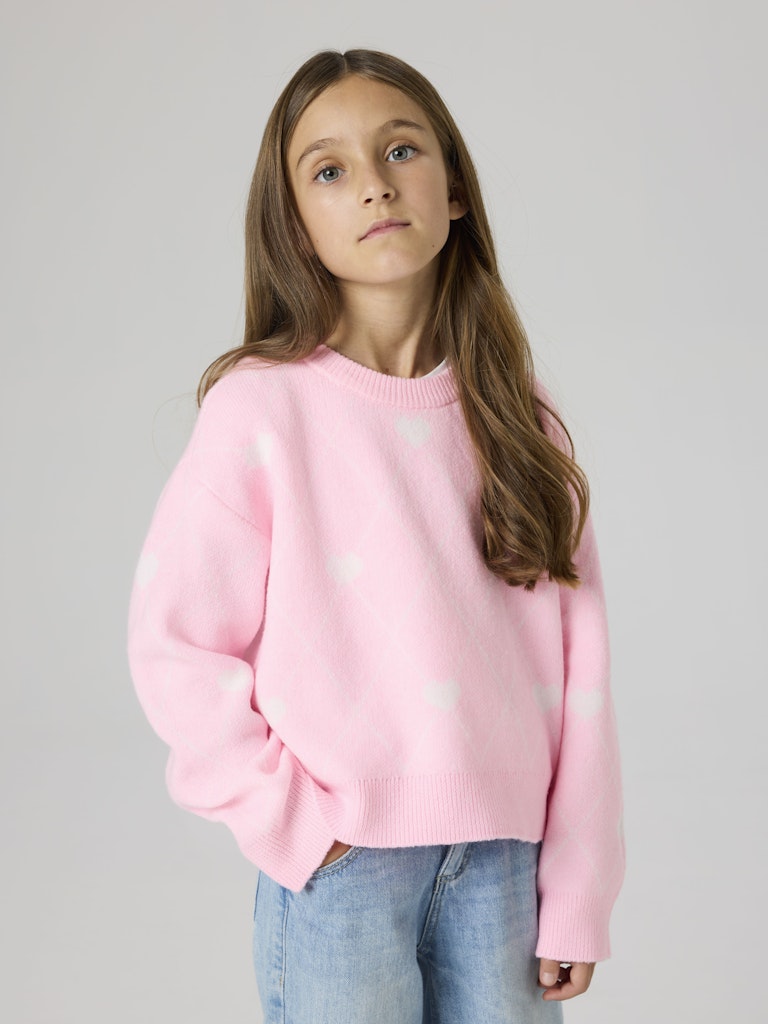 Rosa stickad tröja med vita hjärtan till tjej. Mysig tjocktröja till flicka från Name it i återvunnen polyester.
NKFSINIA LS KNIT
13258541