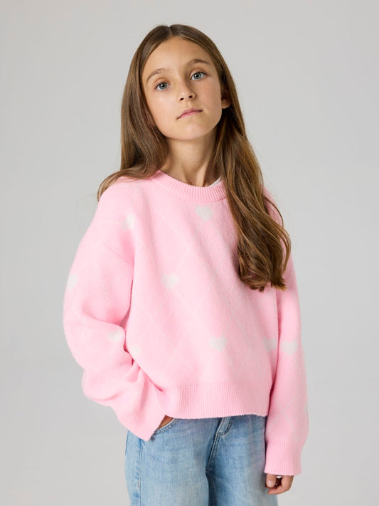 Rosa stickad tröja med vita hjärtan till tjej. Mysig tjocktröja till flicka från Name it i återvunnen polyester.
NKFSINIA LS KNIT
13258541