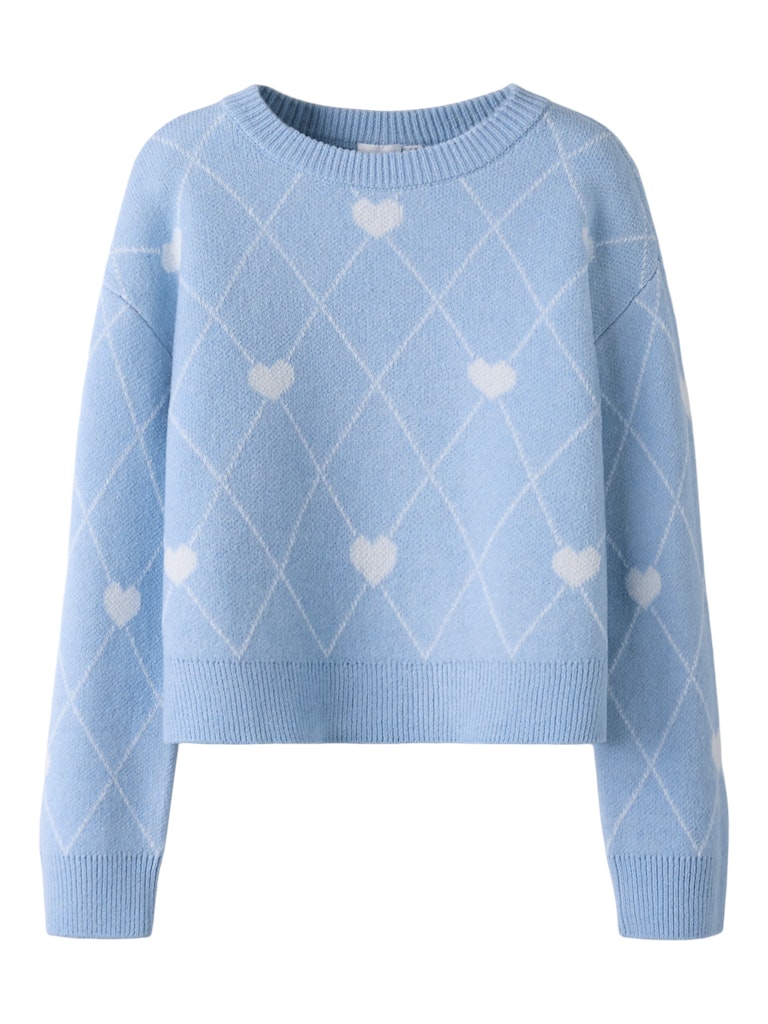 Blå stickad tröja med vita hjärtan till tjej. Mysig tjocktröja till flicka från Name it i återvunnen polyester.
NKFSINIA LS KNIT
13258541