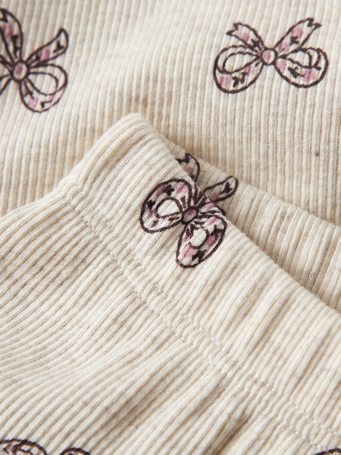 Peyote Melange ribbade leggings med rosetter för baby flicka från Name it