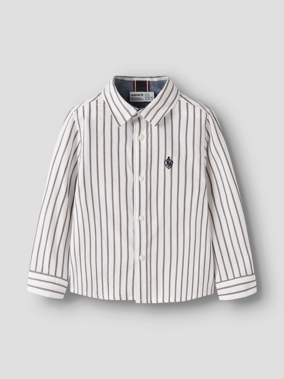 Ralum randig långärmad skjorta mini pojke Bright White .