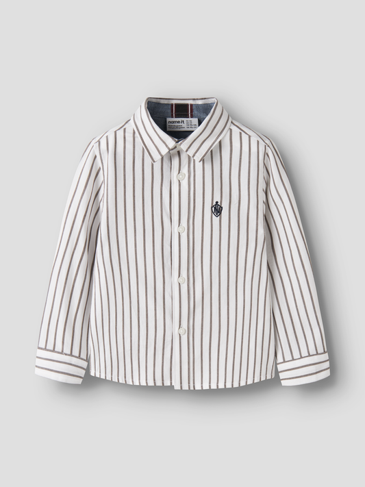 Ralum randig långärmad skjorta mini pojke Bright White .