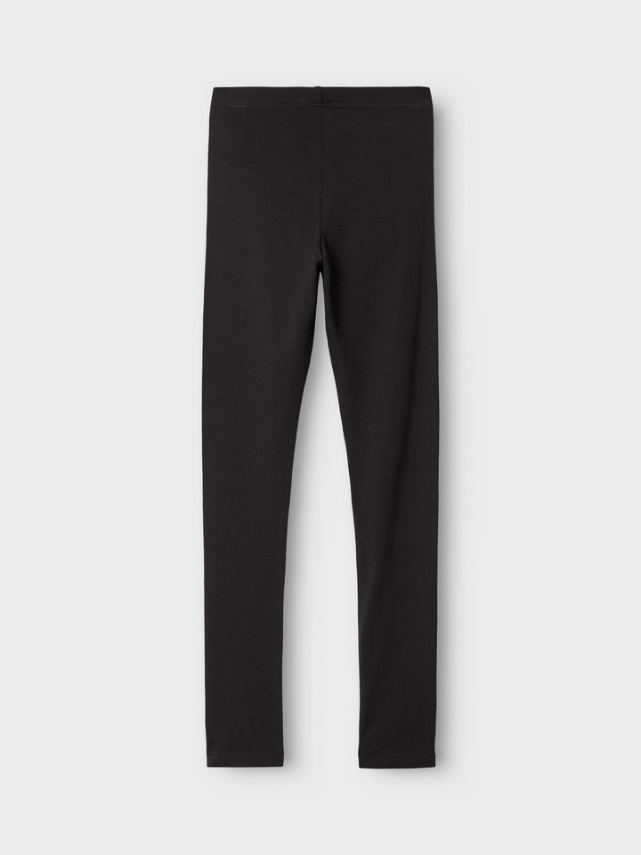 Name It svarta leggings för flicka i ekologisk bomull med elastisk midja och mjuk stretchkvalitet