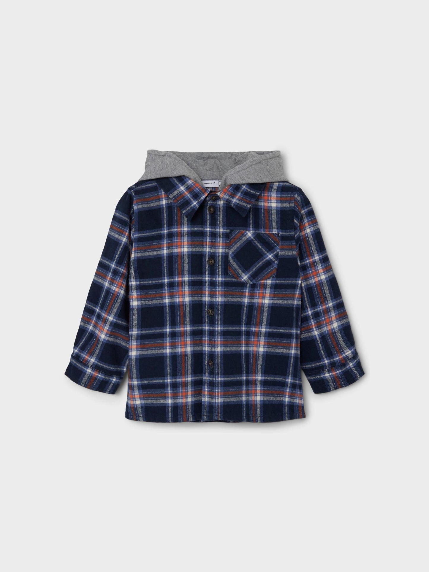 Rutig skjorta med grå luva