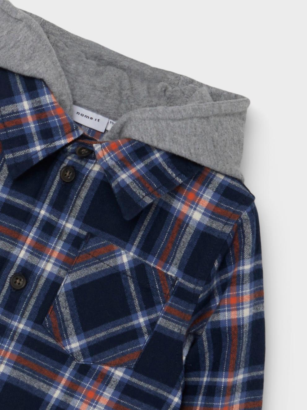 Rutig skjorta med grå luva